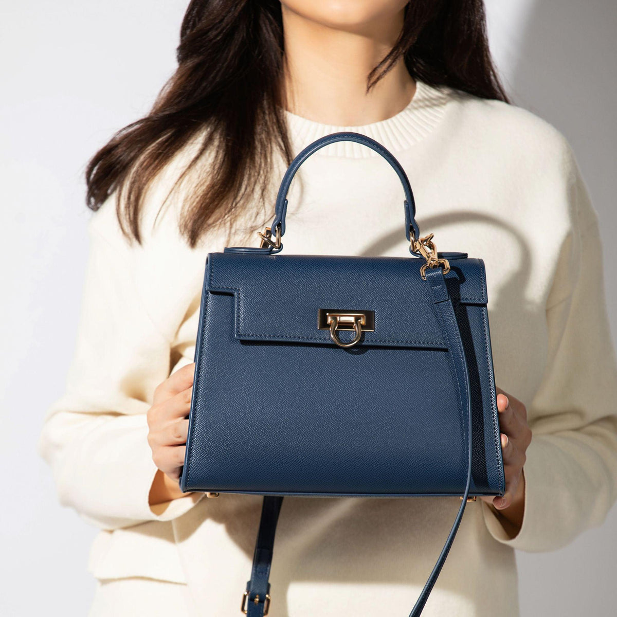 Layla Top-Handle Bag-Navy blue